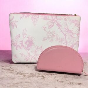 SAMARA Pink Crescent Cosmetic Bag NEW + OCS Designs Pouch Bundle
